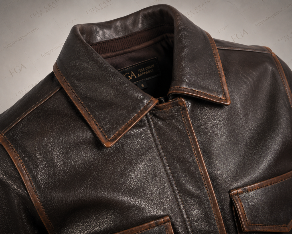 Women's Vintage Brown Leather Bomber Jacket – Premium Distressed Leather