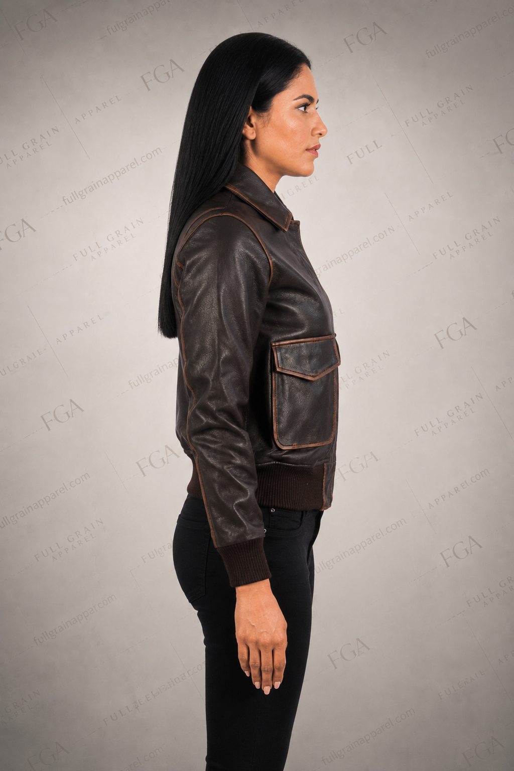 Women's Vintage Brown Leather Bomber Jacket – Premium Distressed Leather