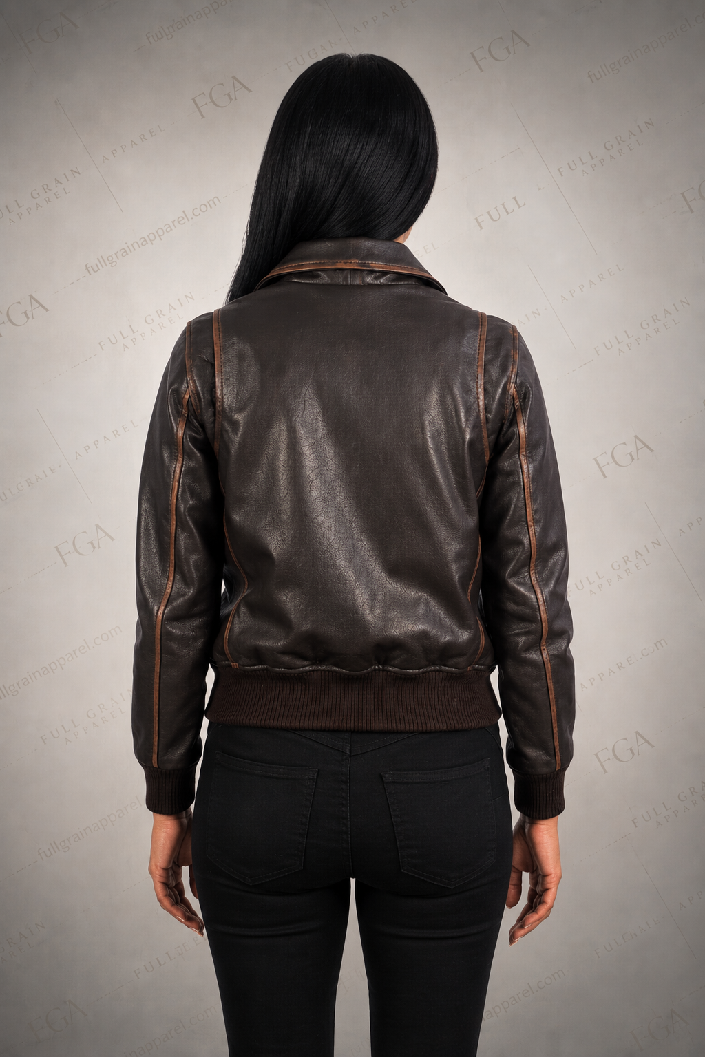 Women's Vintage Brown Leather Bomber Jacket – Premium Distressed Leather