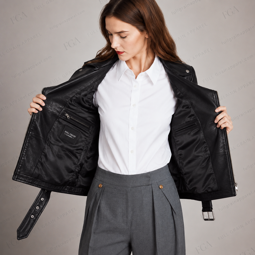 Women's Black Moto Leather Jacket – Premium Biker Style