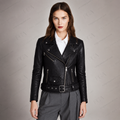 Women's Black Moto Leather Jacket – Premium Biker Style