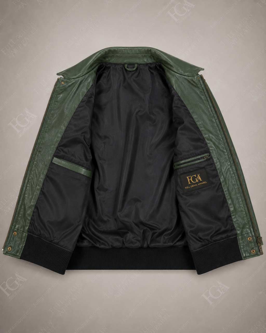 Women's Olive Green Leather Bomber Jacket – Premium Leather Outerwear | Full Grain Apparel