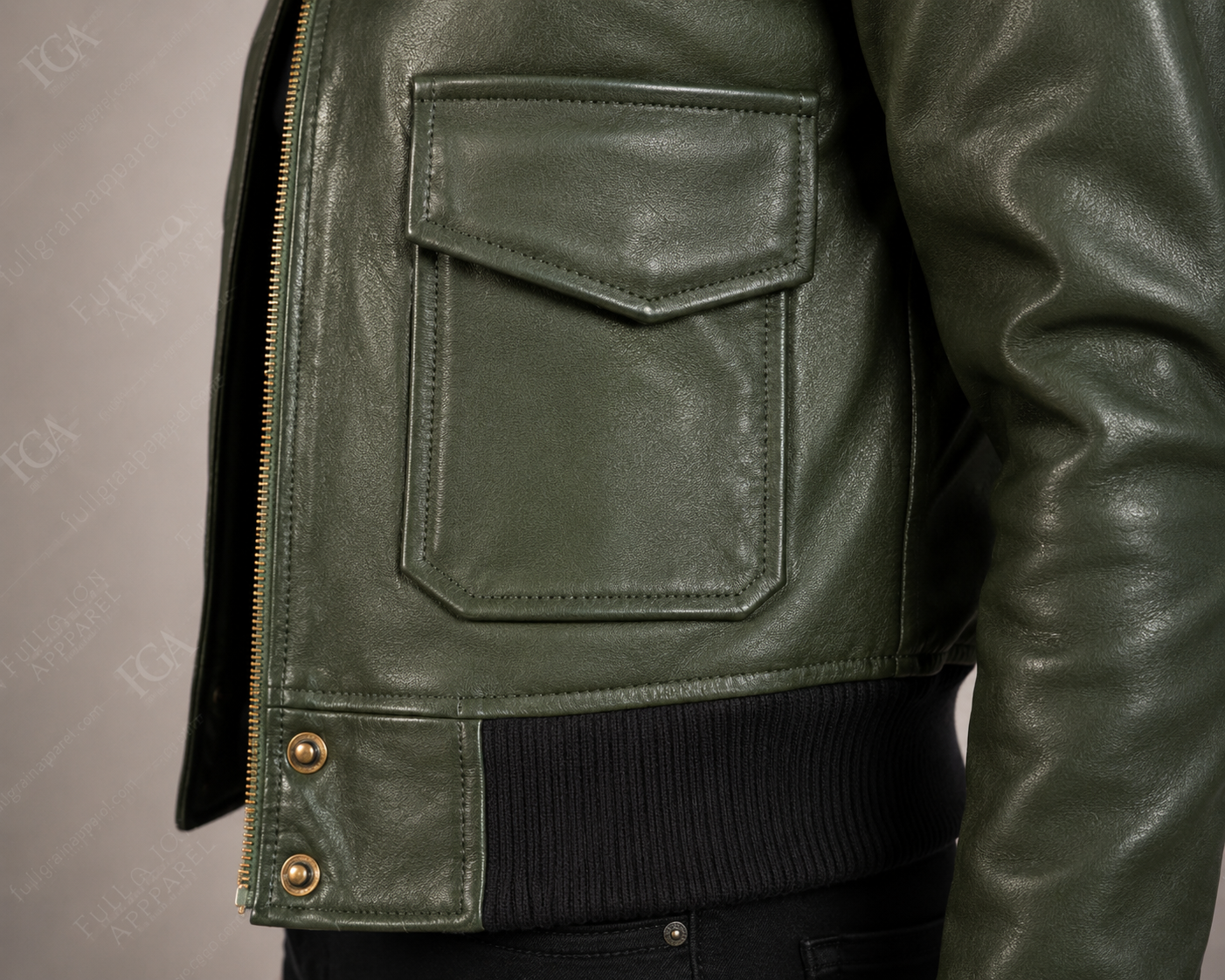 Women's Olive Green Leather Bomber Jacket – Premium Leather Outerwear | Full Grain Apparel