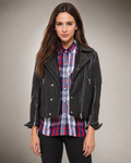 Women's Black Quilted Biker Leather Jacket - Moto Style Full Grain Apparel