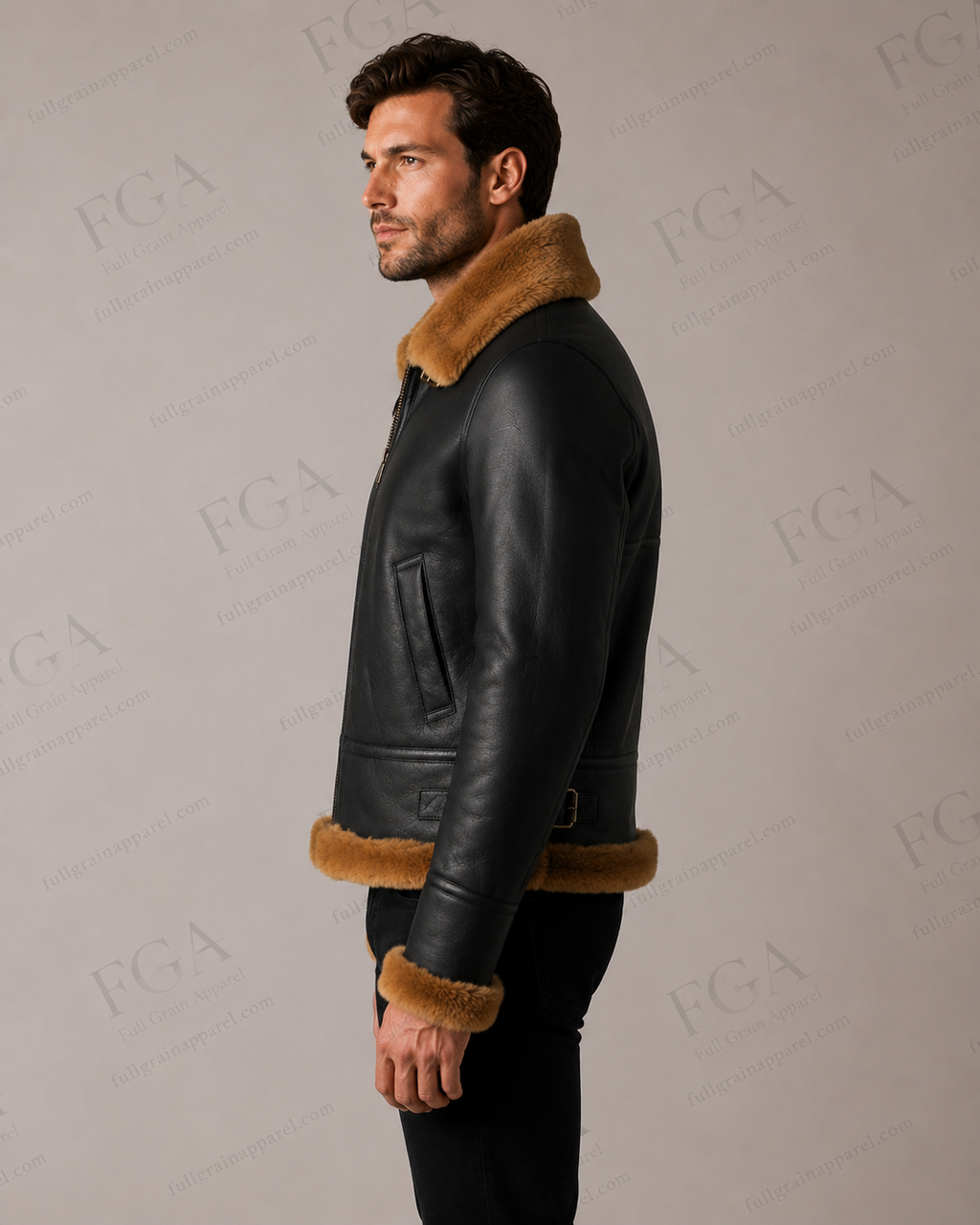 Men's Black B3 Shearling Aviator Jacket | Flight Leather | Full Grain Apparel