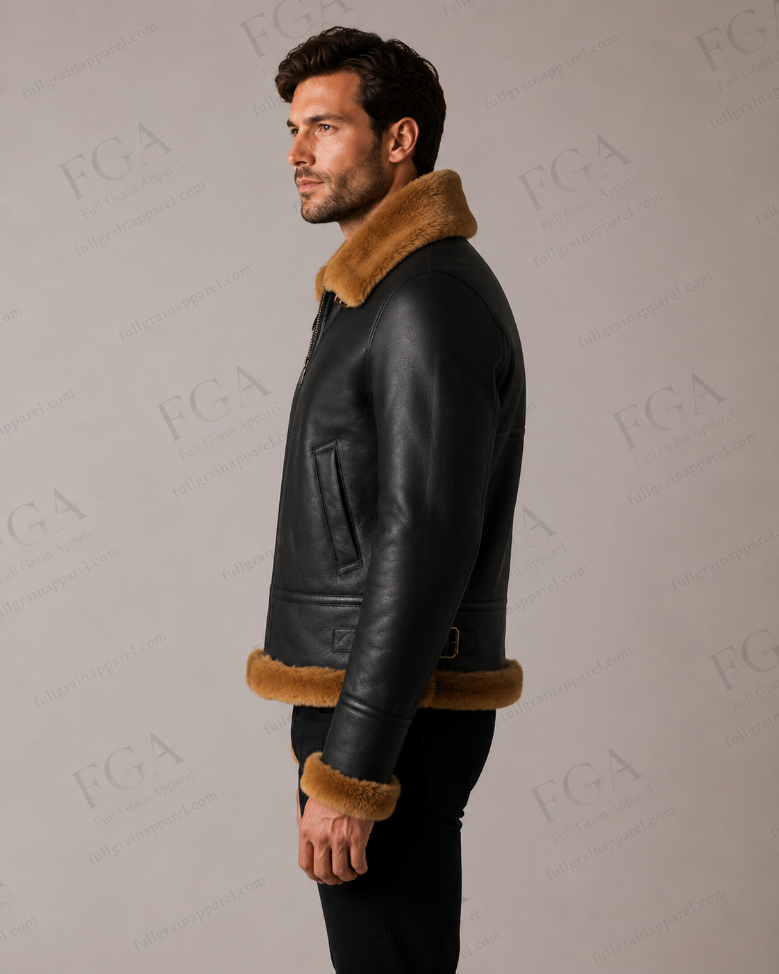 Men's Black B3 Shearling Aviator Jacket | Flight Leather | Full Grain Apparel