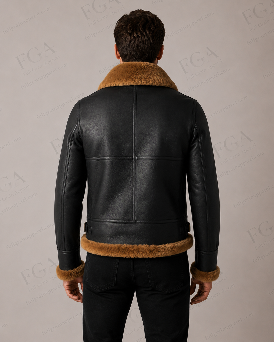 Men's Black B3 Shearling Aviator Jacket | Flight Leather | Full Grain Apparel