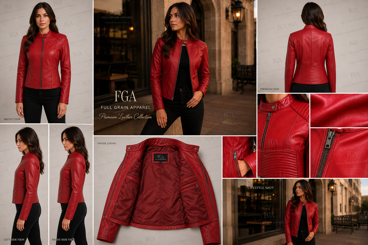 Women's Red Cafe Racer Leather Jacket | Moto Style | Full Grain Apparel