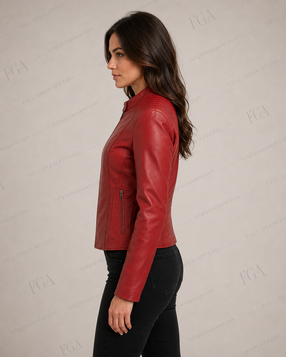 Women's Red Cafe Racer Leather Jacket | Moto Style | Full Grain Apparel