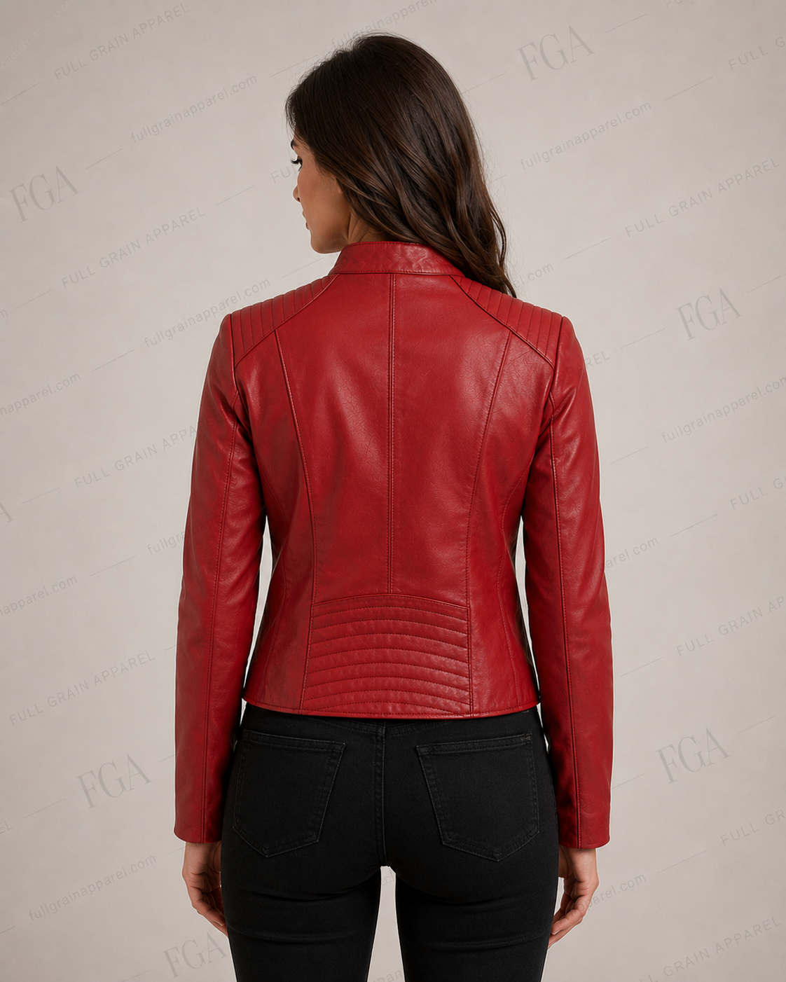 Women's Red Cafe Racer Leather Jacket | Moto Style | Full Grain Apparel