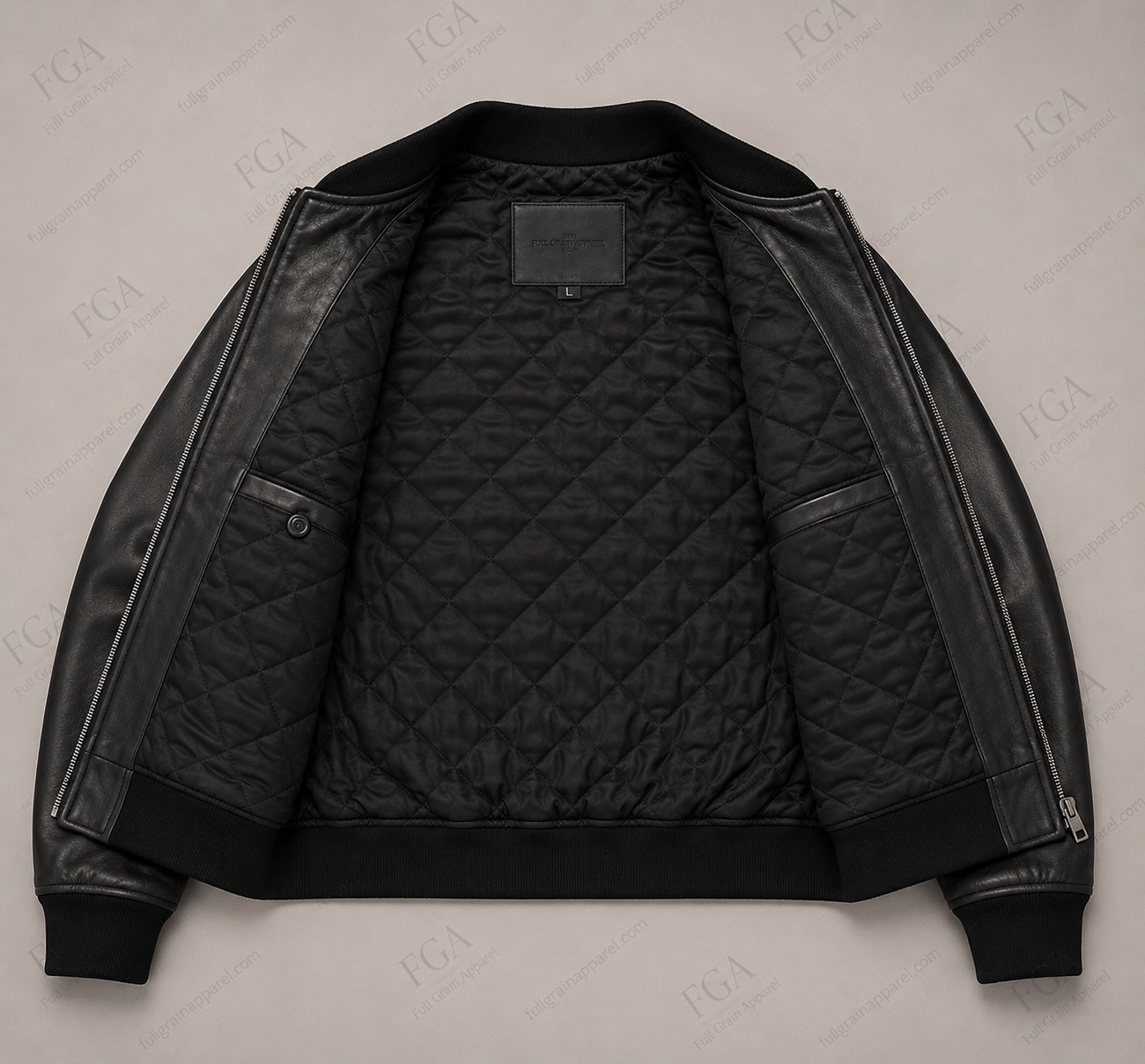 Men's Black Leather Bomber Jacket | Minimalist Luxe | Full Grain Apparel
