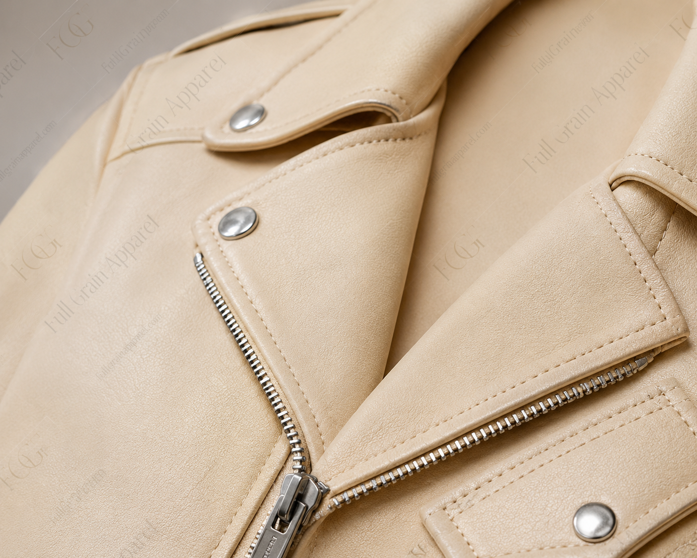 Women's Cream Biker Leather Jacket | Classic Moto Style | Full Grain Apparel