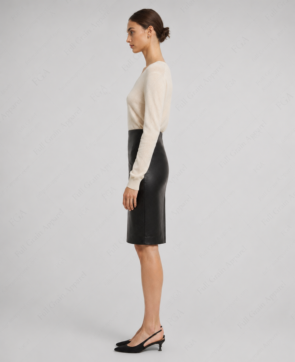 Women's Black Leather Pencil Skirt | High Waist Office Style | Full Grain Apparel
