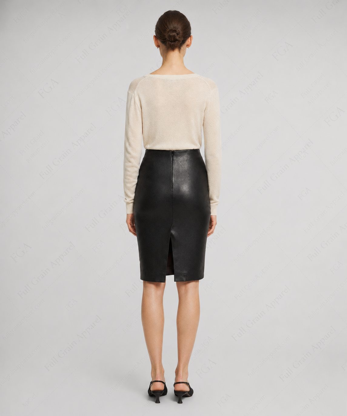 Women's Black Leather Pencil Skirt | High Waist Office Style | Full Grain Apparel