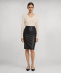 Women's Black Leather Pencil Skirt | High Waist Office Style | Full Grain Apparel
