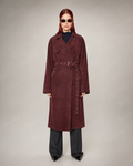 Women's Burgundy Leather Long Trench Coat | Luxury Belted Outerwear | Full Grain Apparel