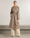 Women's Taupe Leather Trench Coat | Belted Long Coat | Full Grain Apparel