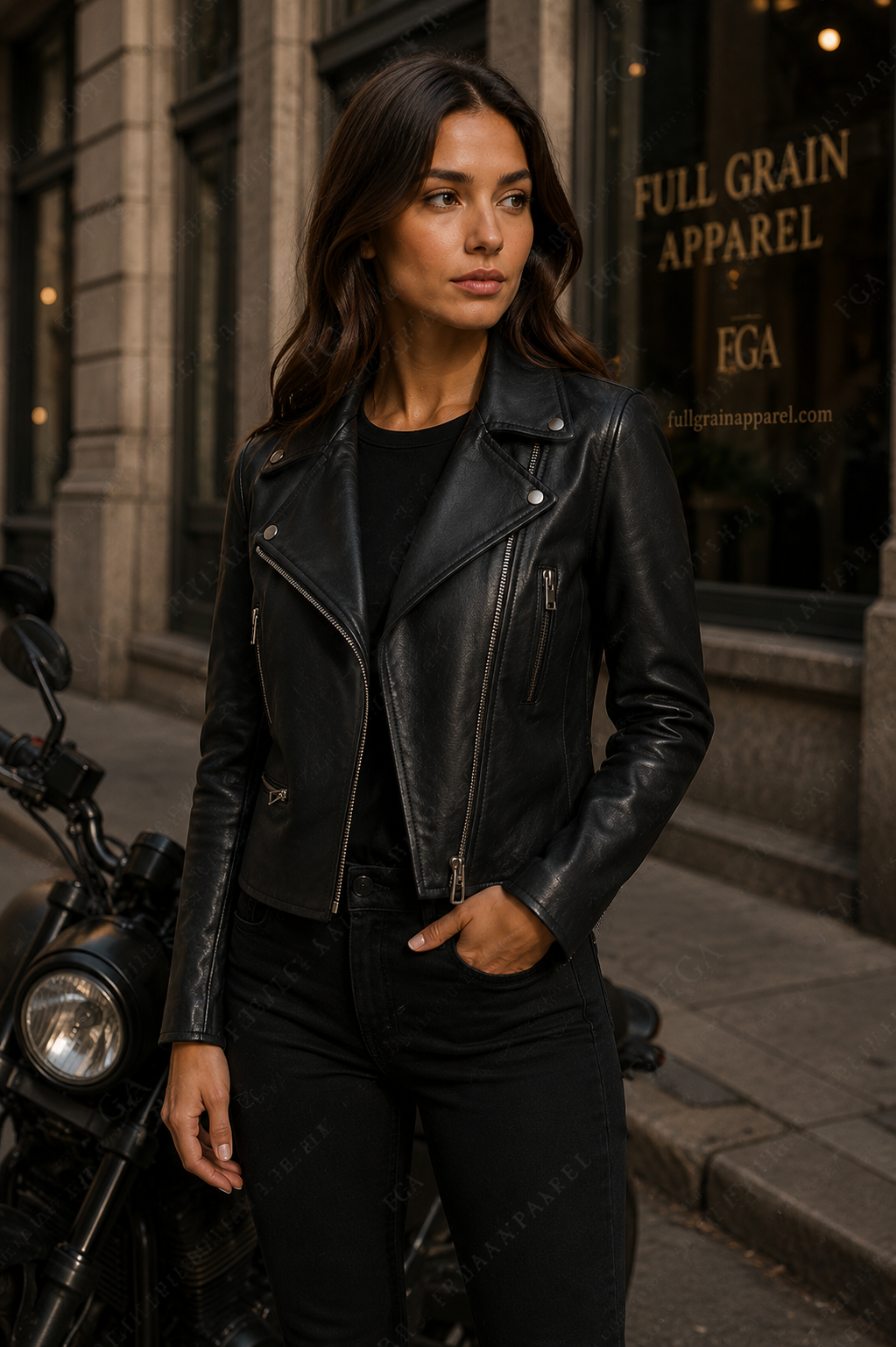 Women's Black Leather Biker Jacket | Classic Moto Style | Full Grain Apparel