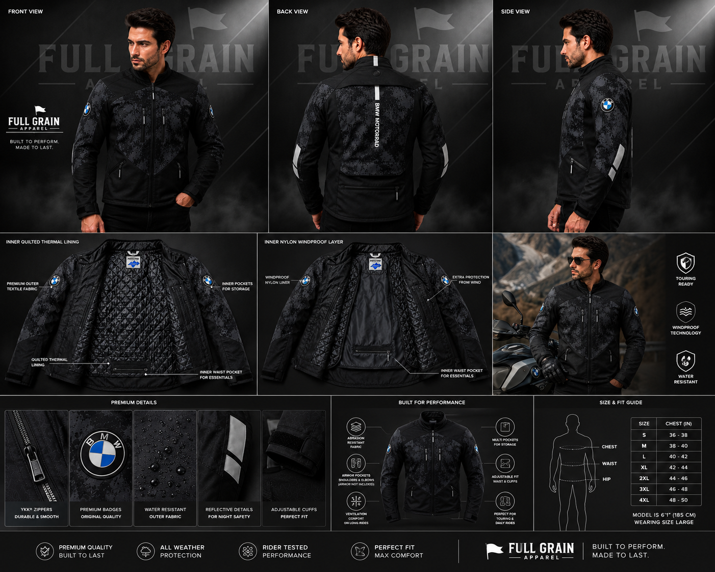 Chaqueta de hombre BMW Motorrad GS Rallye Air para verano, ropa de motociclismo, equipación de piel de plena flor
