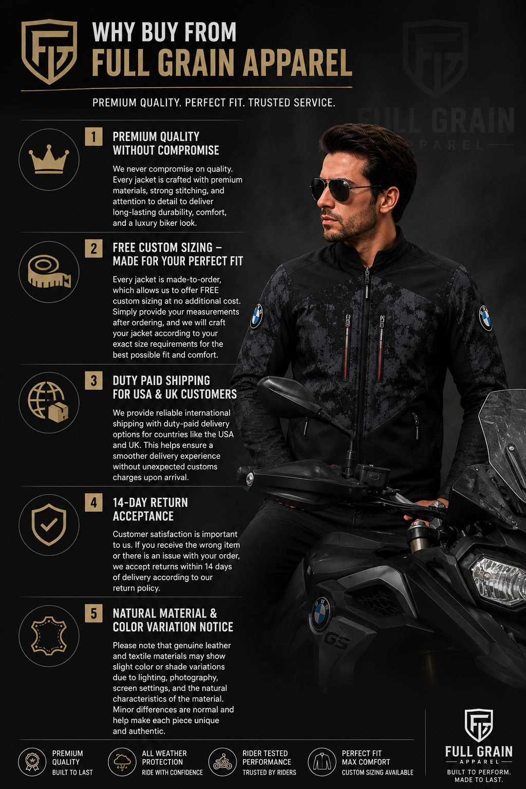 Men’s BMW Motorrad GS Rallye Air Jacket Summer Touring Riding Gear Full Grain Apprael