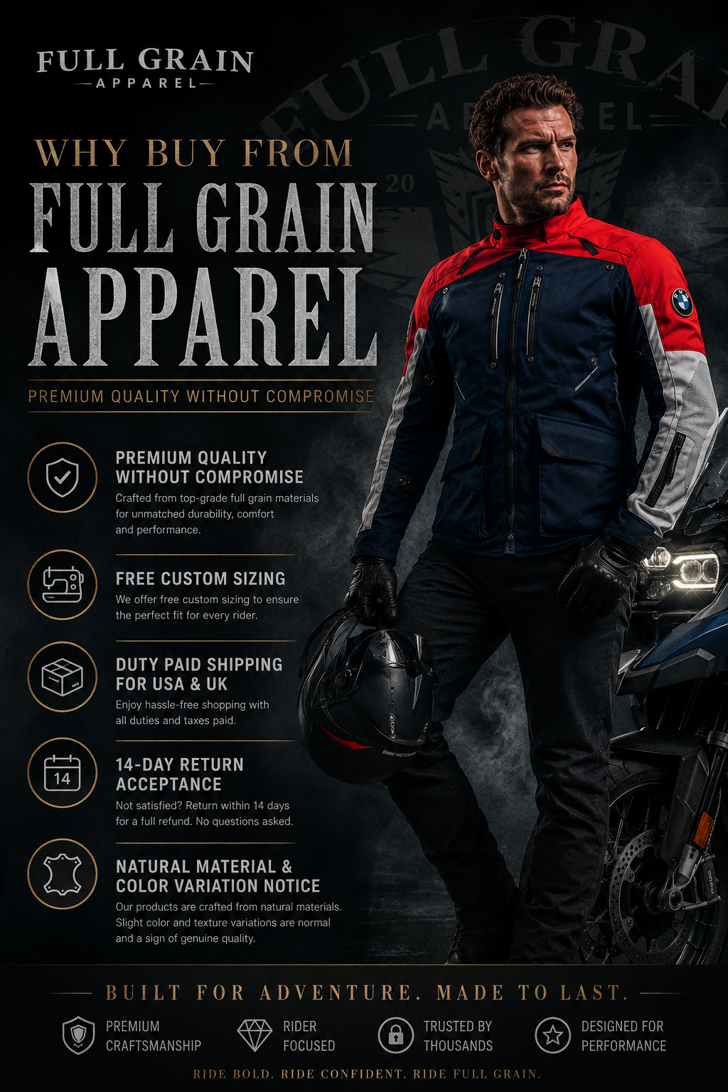BMW GS Rallye GTX Jacket 2026 | Men’s Enduro Armor | Full Grain Apparel