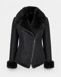 Women’s "Midnight-Plush" Aviator | Black Premium Napa Sheepskin | Authentic High-Pile Shearling Fur Winter Jacket | Full Grain Apparel
