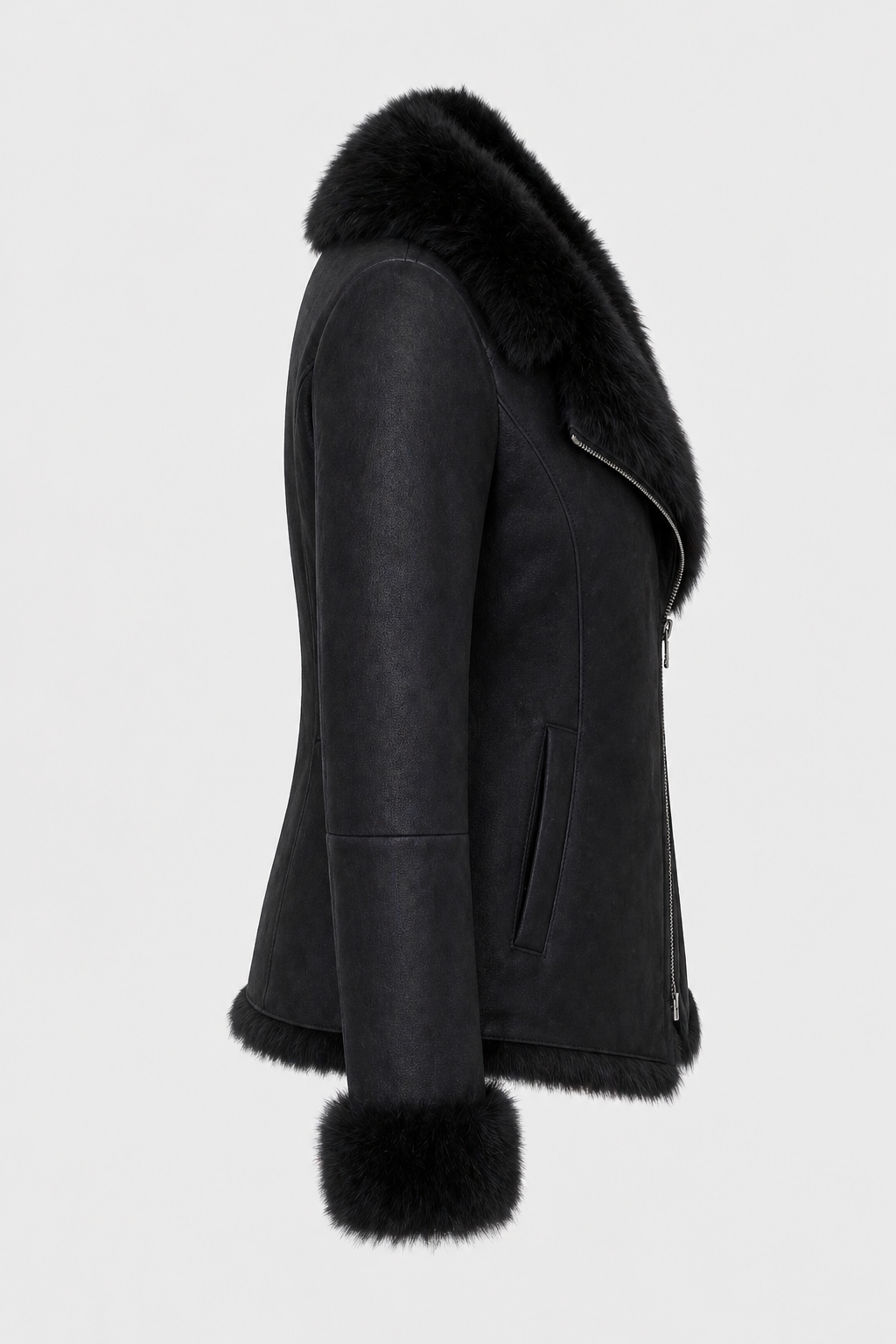 Women’s "Midnight-Plush" Aviator | Black Premium Napa Sheepskin | Authentic High-Pile Shearling Fur Winter Jacket | Full Grain Apparel