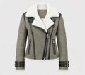 Women’s "Stone-Frost" Aviator | Premium Slate Grey Sheepskin | Authentic Charcoal Shearling-Lined Winter Jacket | Full Grain Apparel
