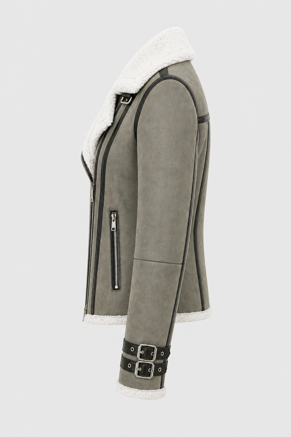 Women’s "Stone-Frost" Aviator | Premium Slate Grey Sheepskin | Authentic Charcoal Shearling-Lined Winter Jacket | Full Grain Apparel