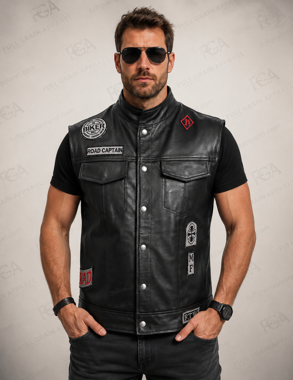 Men’s Mongrel Road Captain Genuine Leather Vest