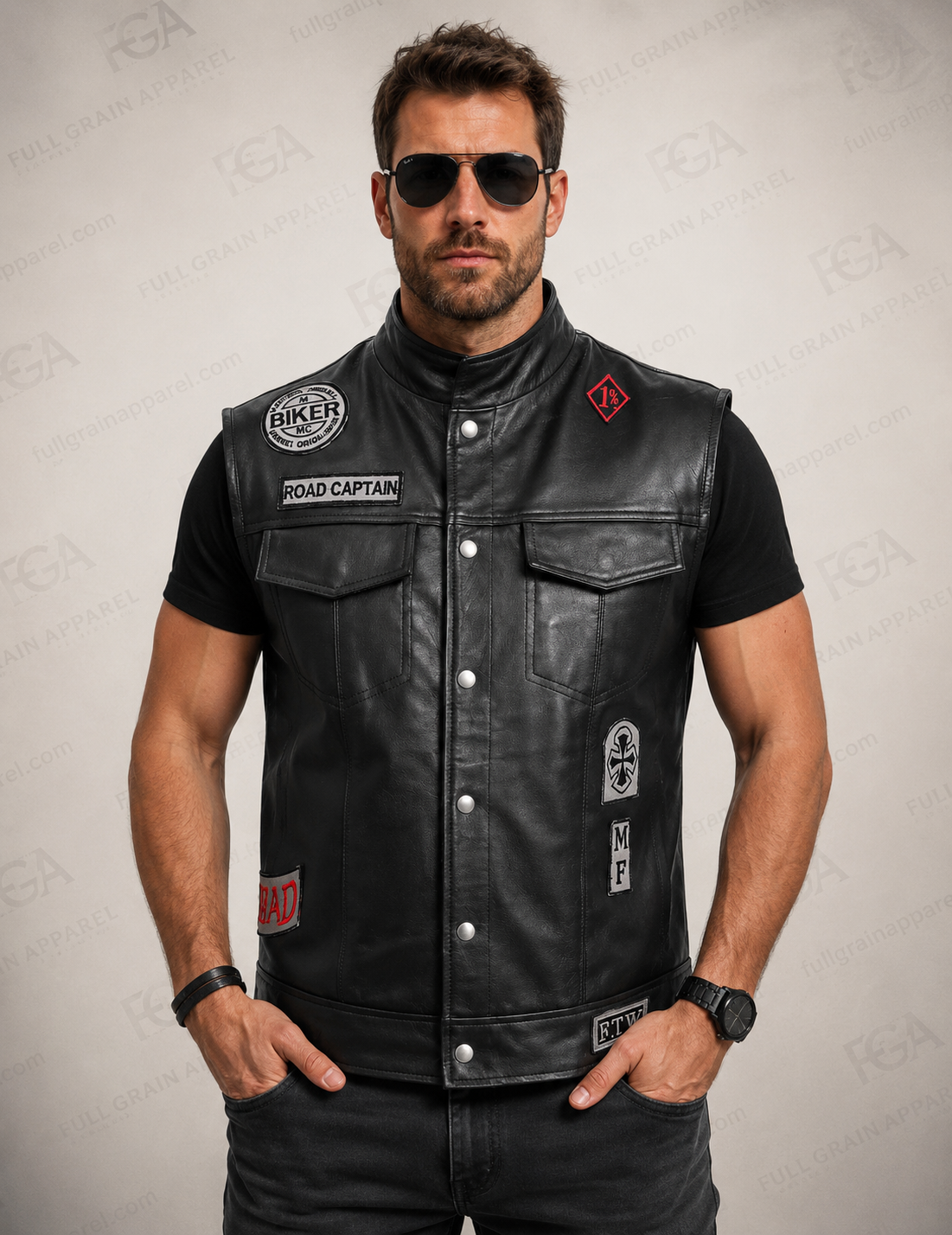 Men’s Mongrel Road Captain Genuine Leather Vest