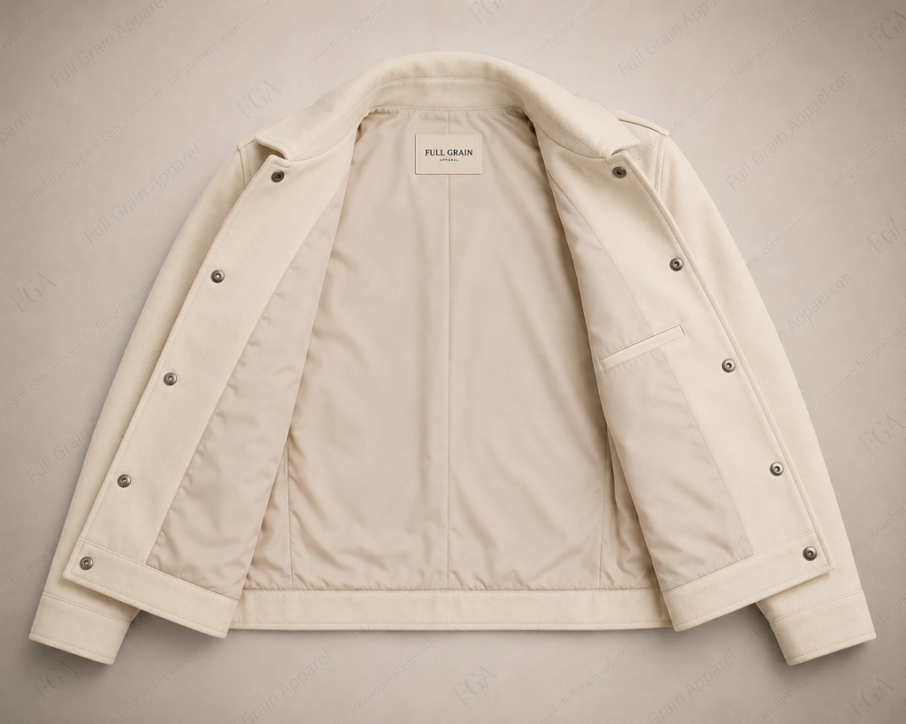 Women's Cropped Cream Leather Jacket | Modern Shirt Style | Full Grain Apparel