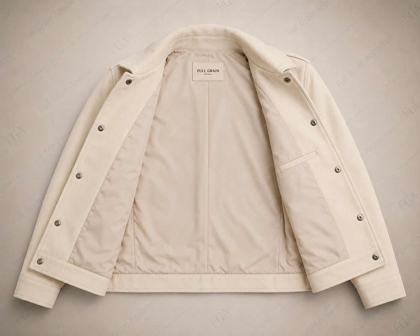 Women's Cropped Cream Leather Jacket | Modern Shirt Style | Full Grain Apparel