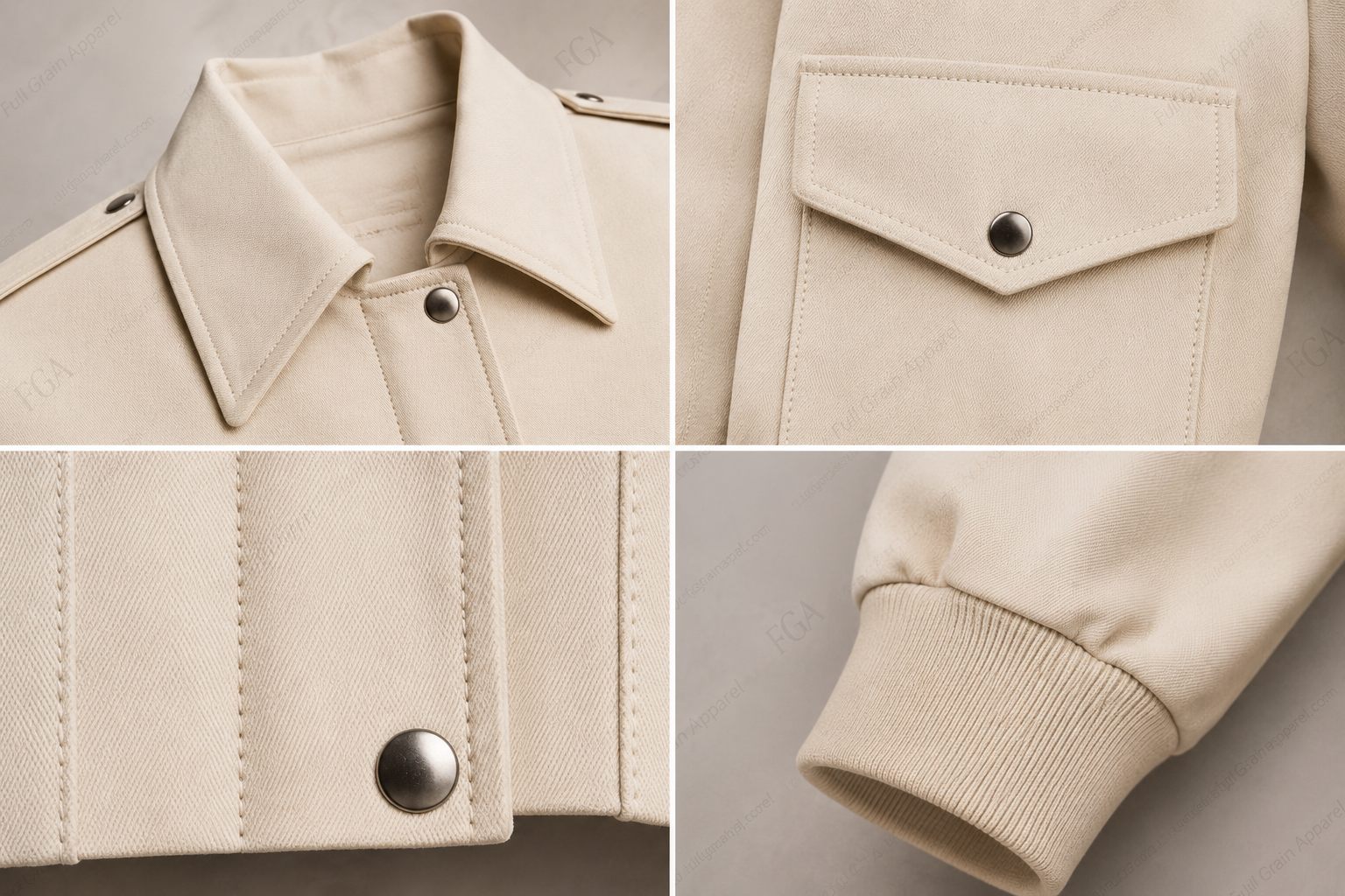 Women's Cropped Cream Leather Jacket | Modern Shirt Style | Full Grain Apparel