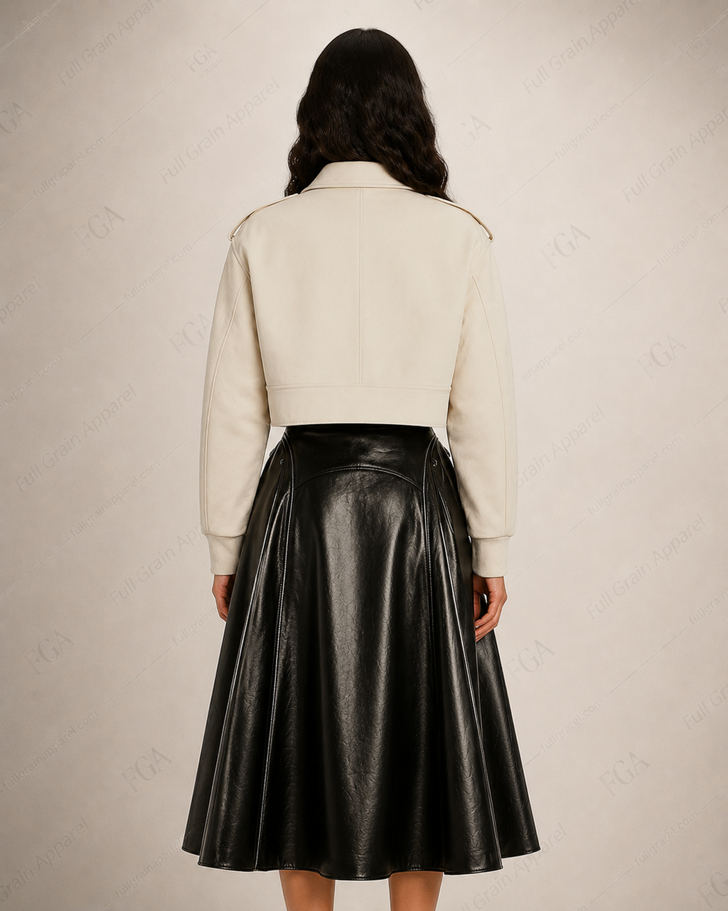 Women's Cropped Cream Leather Jacket | Modern Shirt Style | Full Grain Apparel