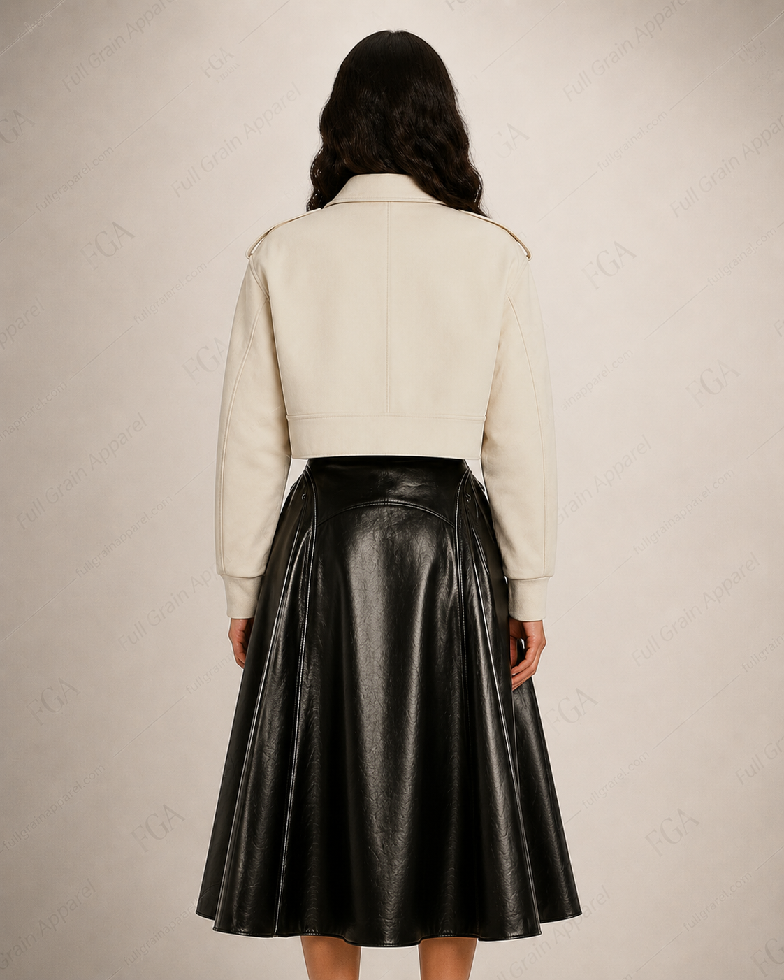 Women's Cropped Cream Leather Jacket | Modern Shirt Style | Full Grain Apparel