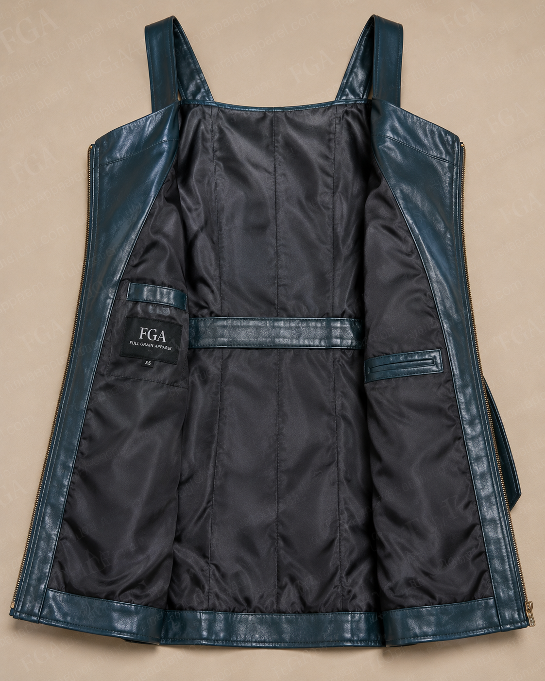 Women's Premium Blue Leather Jumpsuit - Designer One Piece | Full Grain Apparel