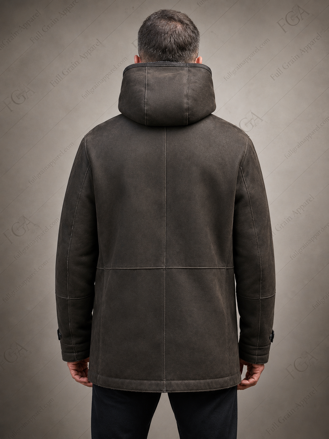 Men's Distressed Brown Shearling Leather Coat | Hooded Winter Jacket | Full Grain Apparel