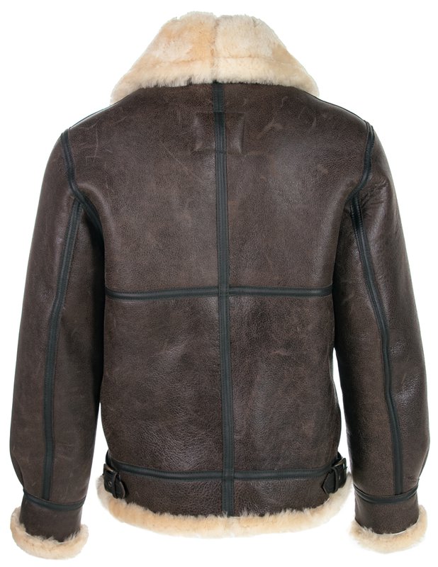 Chaqueta de aviador de cuero de piel de oveja B-3 clásica para hombre | Aviador | Prenda de cuero plena flor