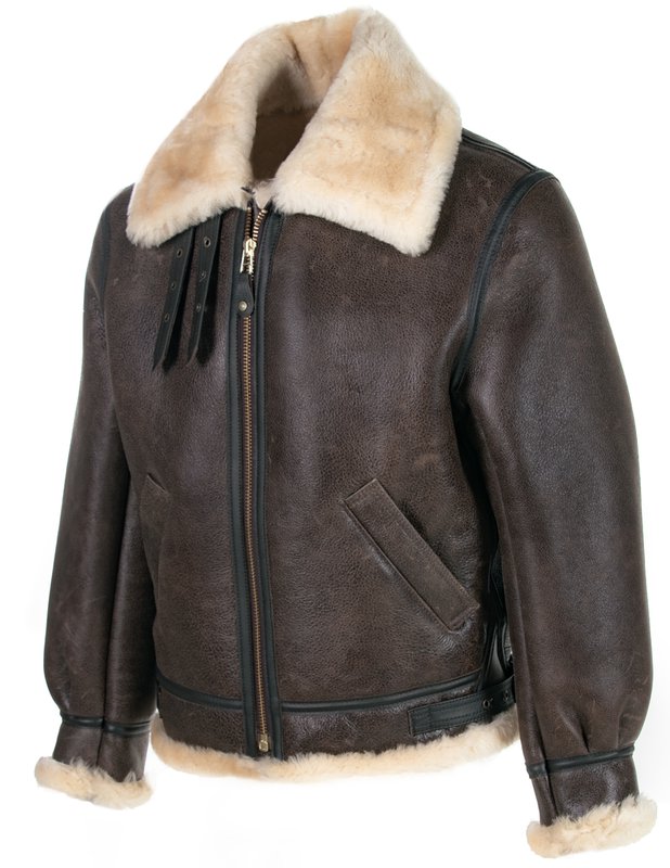 Chaqueta de aviador de cuero de piel de oveja B-3 clásica para hombre | Aviador | Prenda de cuero plena flor