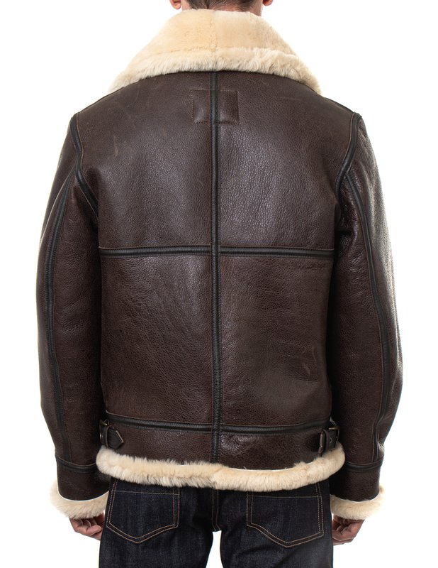 Chaqueta de aviador de cuero de piel de oveja B-3 clásica para hombre | Aviador | Prenda de cuero plena flor