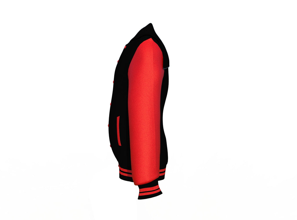 Black & Red Varsity Jacket - Leather Letterman | Full Grain Apparel