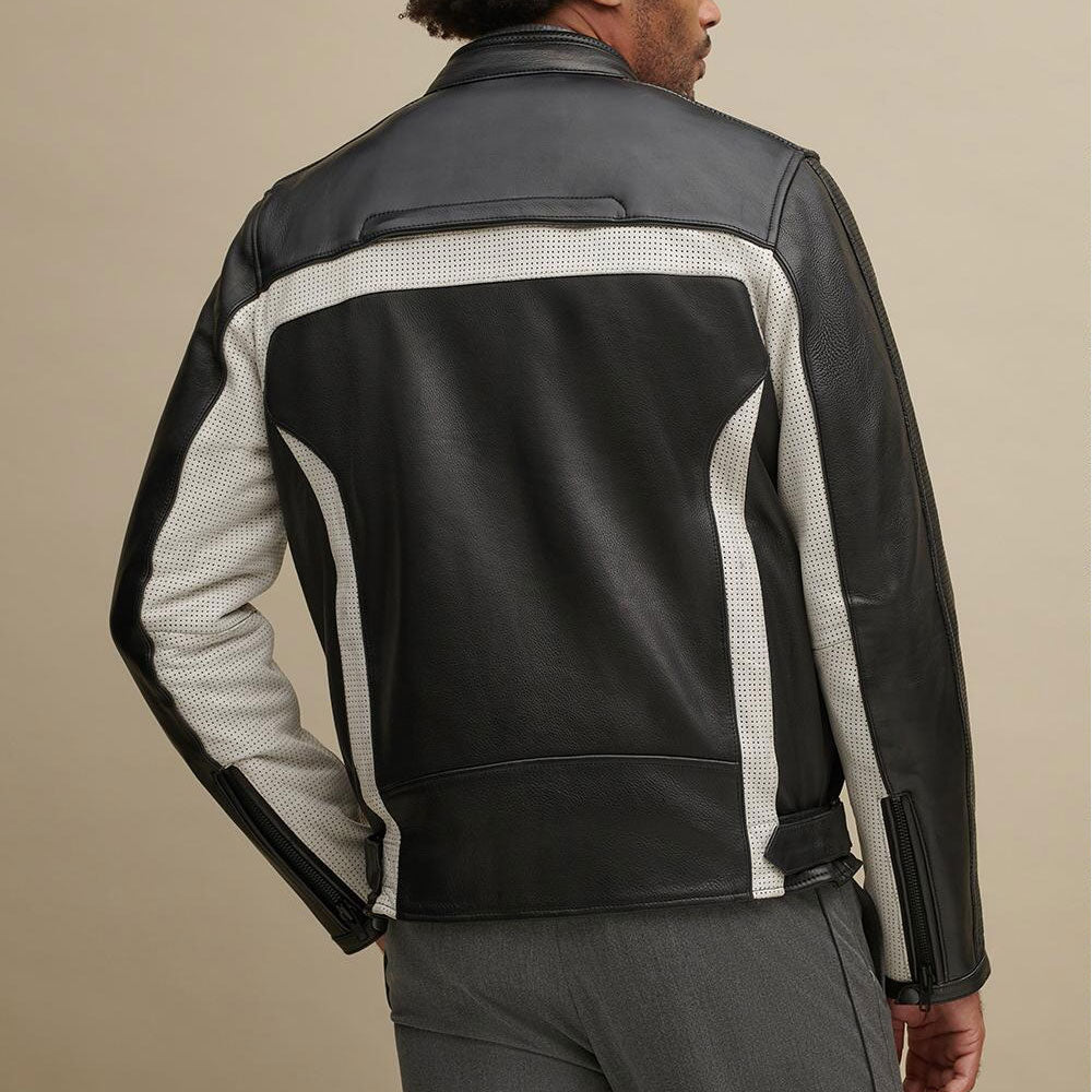 Men’s Color Blocked Genuine Leather Biker Jacket | High-Octane Racing Style | Full Grain Apparel