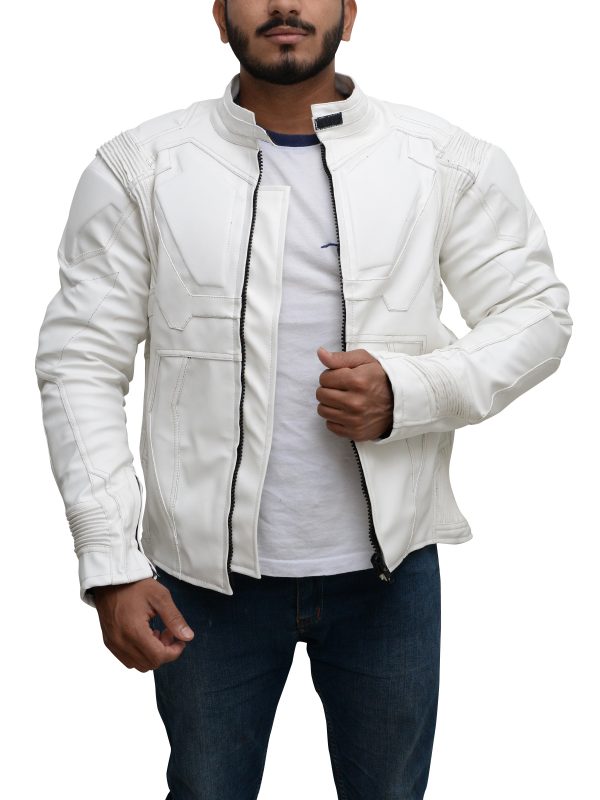 Men’s Pure White Biker Leather Jacket | Pristine Street Style | Full Grain Apparel