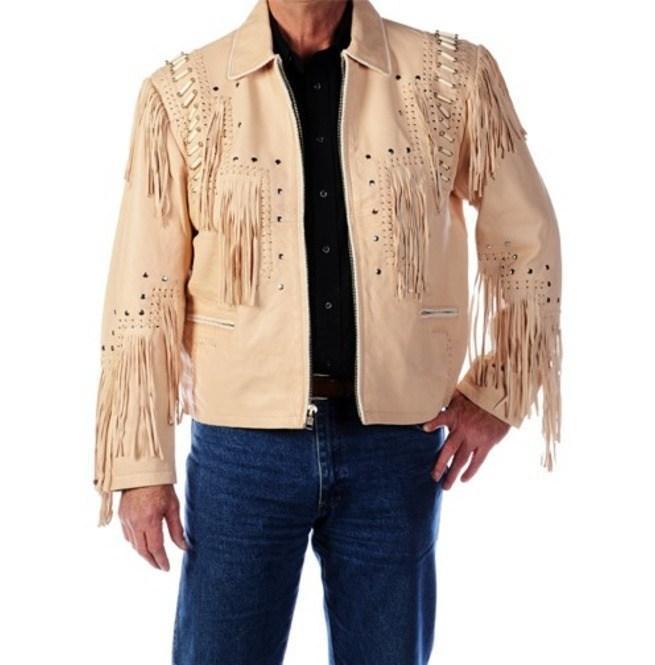Men’s 1980's Cream Western Fringe Leather Jacket | Full Grain Apparel