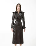 Women’s Crocodile Embossed Leather Open-Back Trench Coat | Full Grain Apparel
