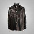 Men’s "Signature Bespoke" Leather Shirt | Custom-Tailored Black Sheepskin | Full-Sleeve Premium Nappa Over-Shirt | Full Grain Apparel