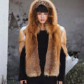 Men’s Custom Grey Mink and Fox Fur Hooded Luxury Golden Jacket | Full Grain Apparel