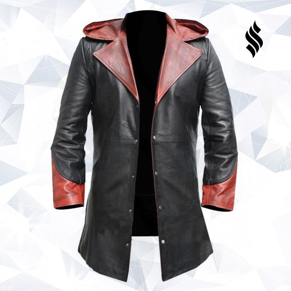 Men’s Devil Black Leather Trench Coat | Rugged Gothic Mastery | Full Grain Apparel