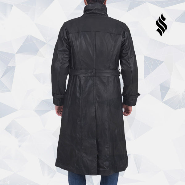 Men’s Daniel Black Leather Trench Coat | Rugged Modern Authority | Full Grain Apparel